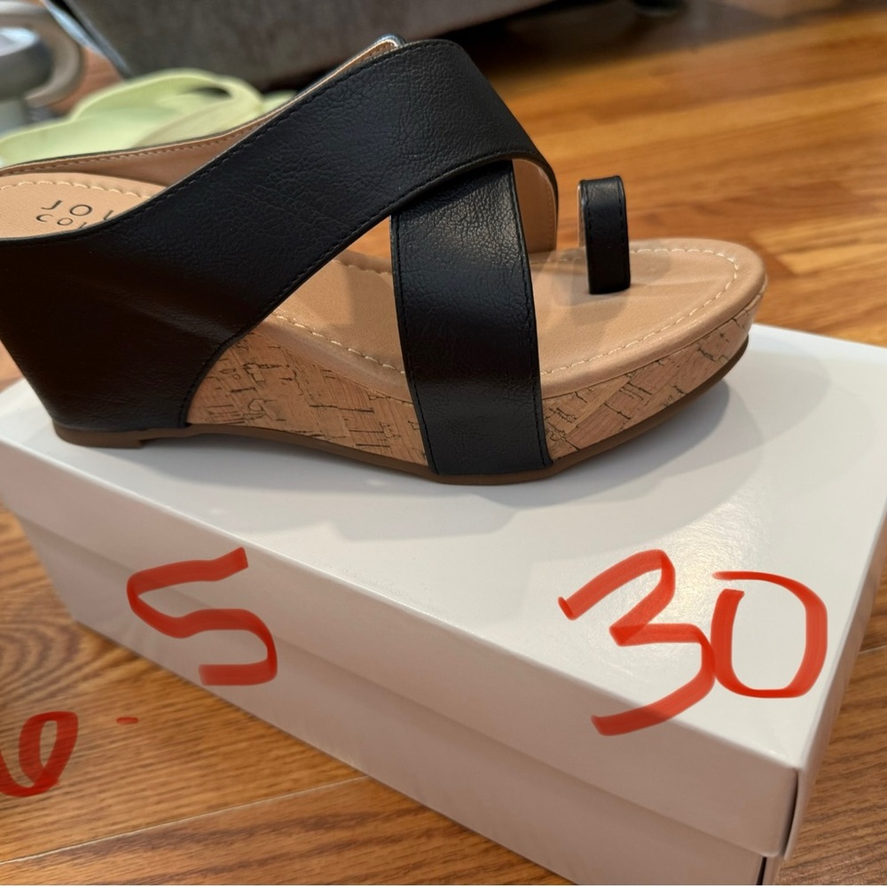 Women's Black Wedge Sandals